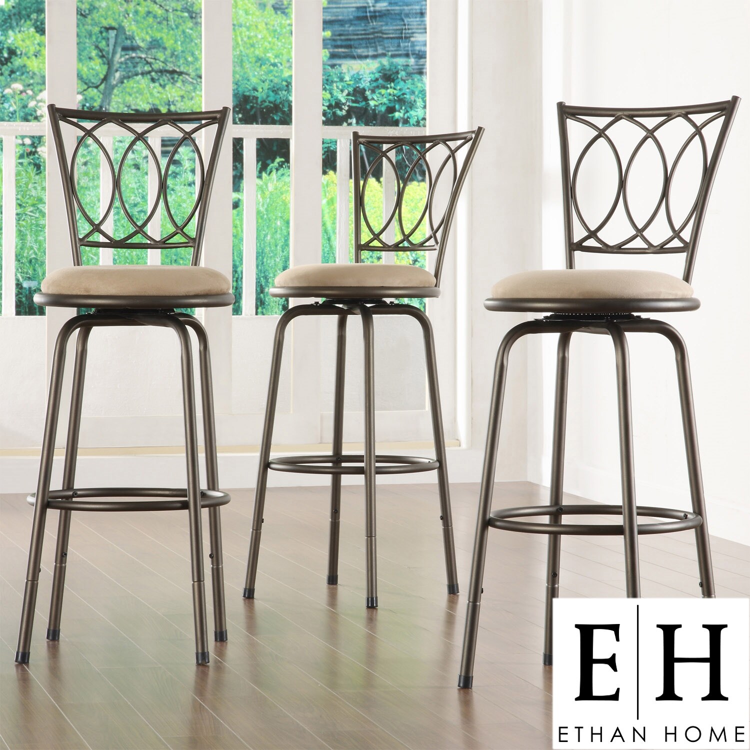 AT HOME by O ETHAN HOME Avalon Scroll Adjustable Swivel Counter Barstool (Set of 3) at Sears.com