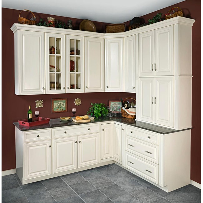 Overstock.com Antique White 30x12 in. Wall Kitchen Cabinet - Tools ...