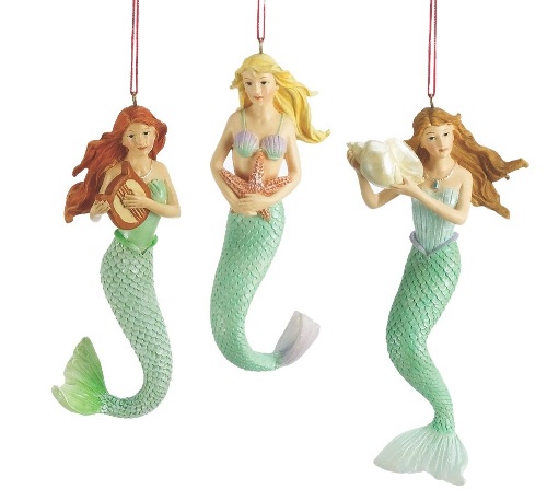 Midwest CBK Coastal Shell Harp Starfish Beautiful Mermaid Ornaments Set of 3 at Sears.com