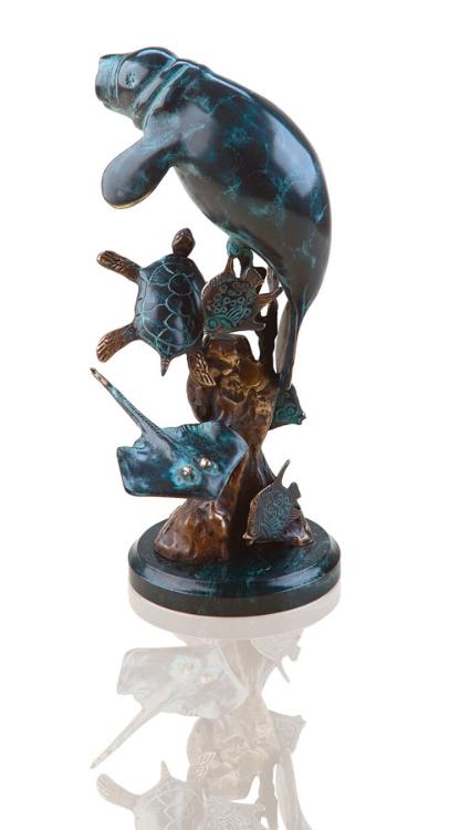 SPI Home Manatee Sea Turtle Stingray Tropical Fish Brass and Marble Figurine at Sears.com