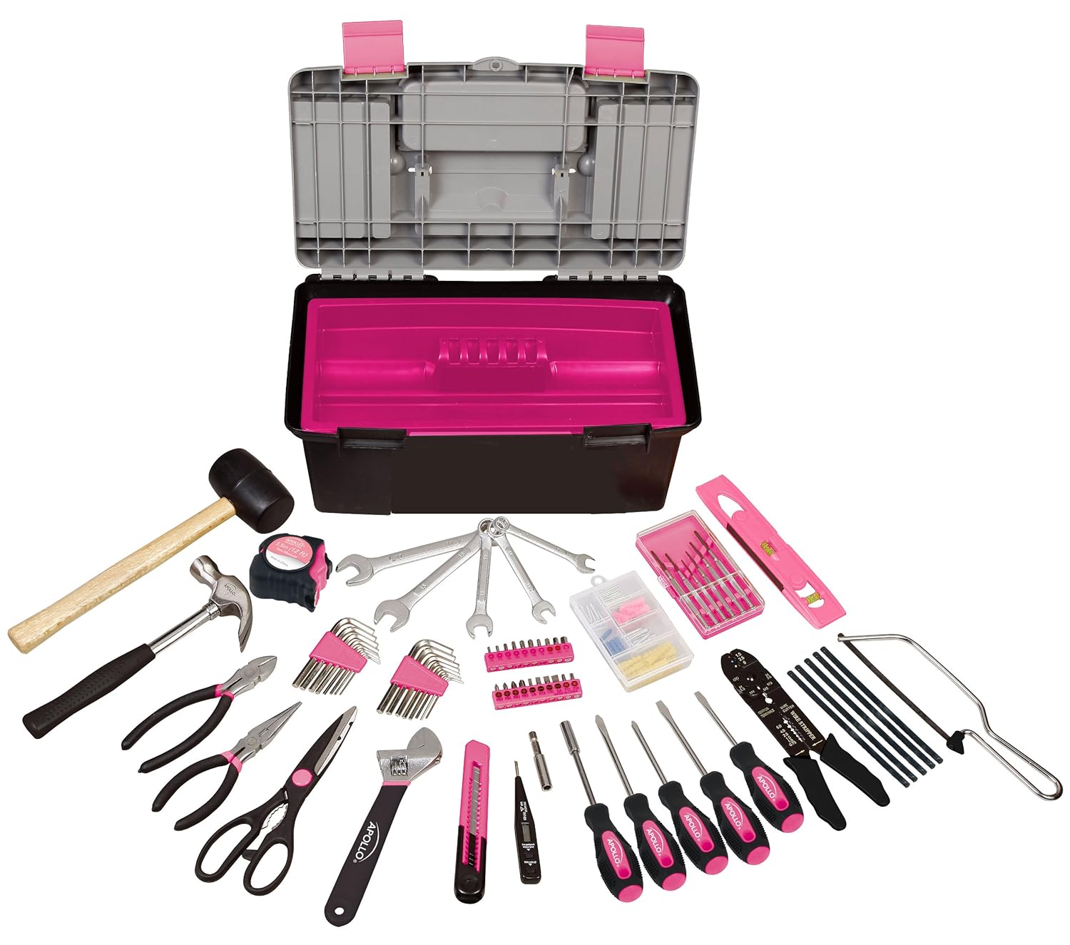 Apollo Tools DT7102P Household Tool Kit with Tool Box, Pink, 170 Piece at Sears.com