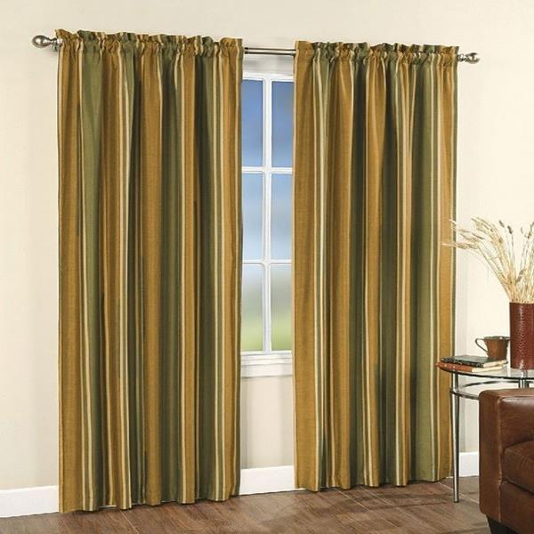 Peri Homeworks Faux Silk Stripe 42"x84" Rod Pocket Panel Sage / Gold / Red at Sears.com
