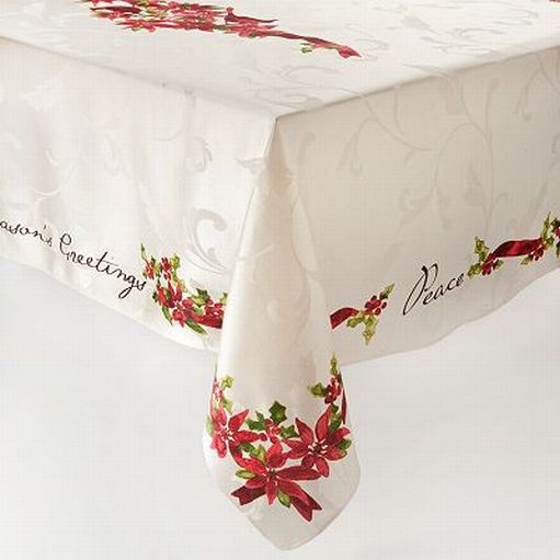 St Nicholas Square Poinsettia & Cardinal Border Tablecloth Table Cloth 60x102 Ob at Sears.com