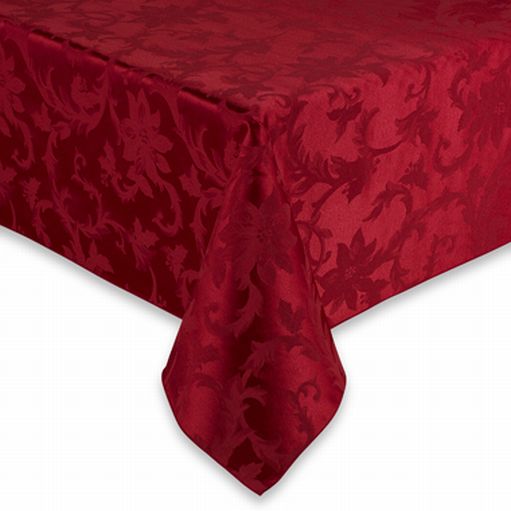 Poinsettia Scroll BB&B Red Poinsettia Scroll Fabric Tablecloth Christmas Wide Table Cloth 70x90 Ov at Sears.com
