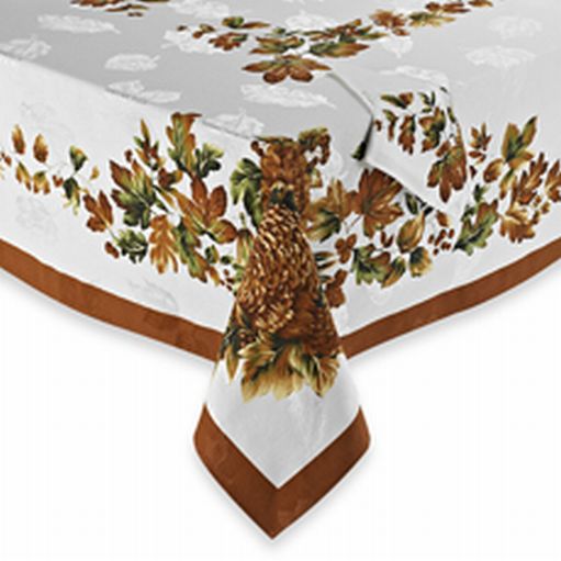 Harvest Turkey BB&B Harvest Turkey Damask Fabric Tablecloth Thanksgiving Table Cloth 70 Round at Sears.com