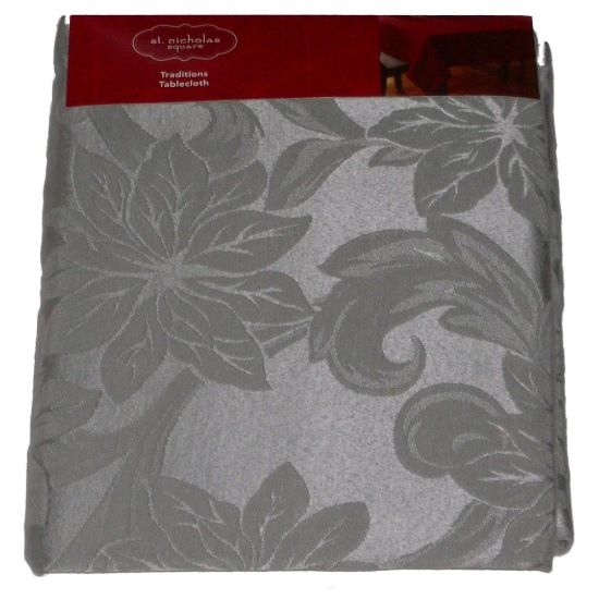 St Nicholas Square Traditions Silver Tablecloth Fabric Table Cloth 70 Round at Sears.com