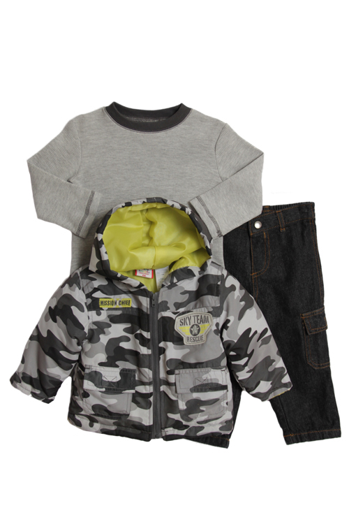 Baby Togs Infant Boys (12-24 mo) 3 pc camouflage coat, waffle shirt & jeans set at Sears.com