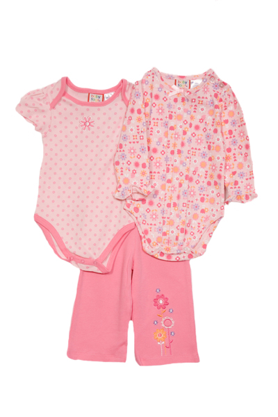 Baby Togs Newborn Girl (0-9mo) 3pc pink floral bodysuit & elastic pants set at Sears.com
