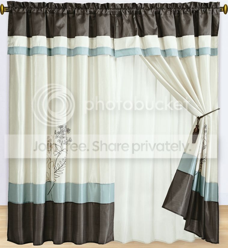 A Bedding Aqua Blue Portland Curtains 2 x Panels 60x84"ea. with Valance at Sears.com