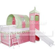 A+ Bedding Girl's Castle Tent Loft Bed w/ Slide & Under Bed Storage, White & Pink at Sears.com