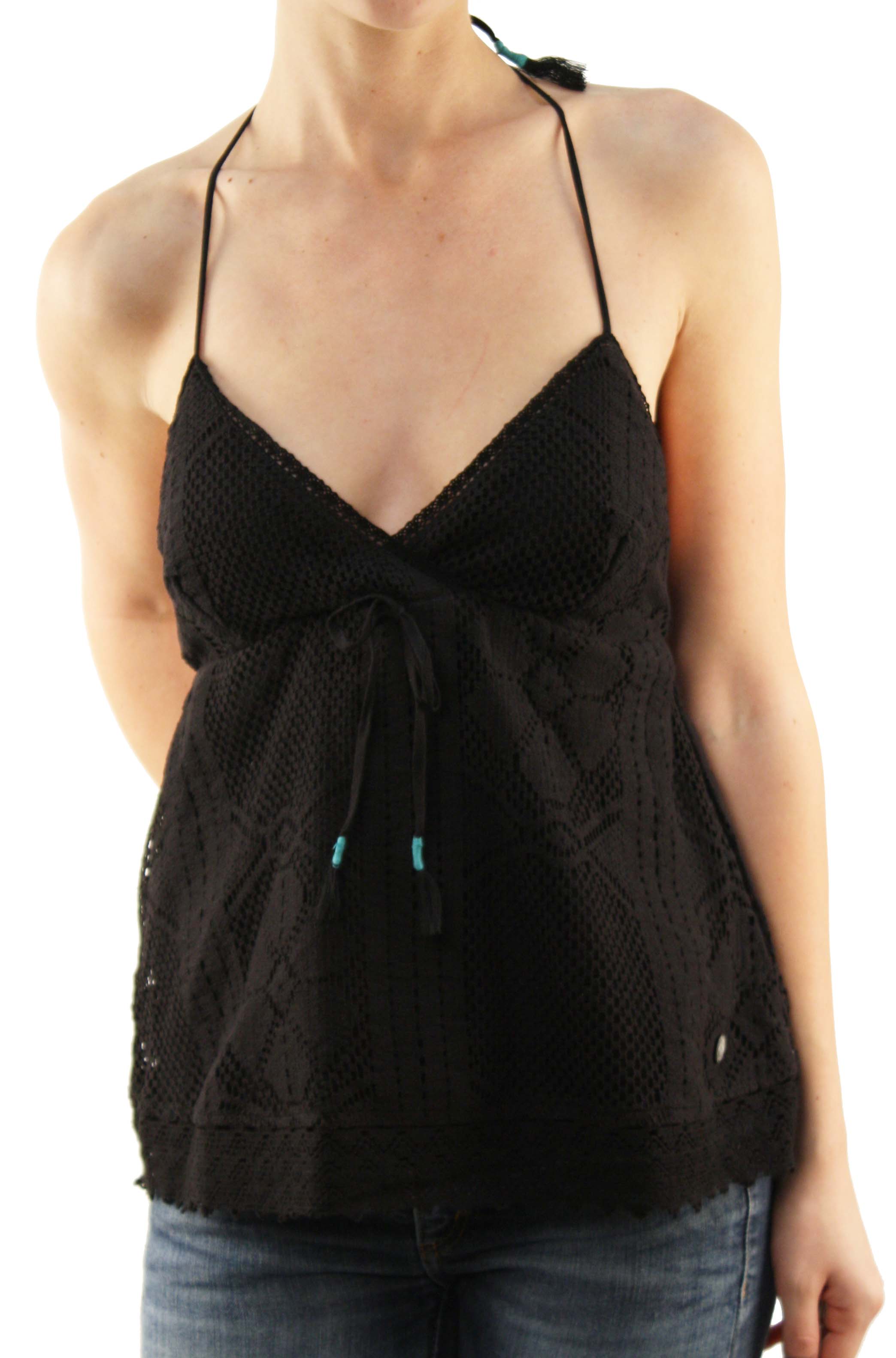 Roxy Women's Solid Black Sleeveless V-Neck Pattern Blouse at Sears.com