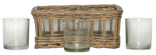 Traders & Co. Hand Woven Grey Brown Willow Basket with 6 Glass 6oz Juice Glasses 9 1/2"L x 7"W x 3 1/2"H Set / 2 at Sears.com