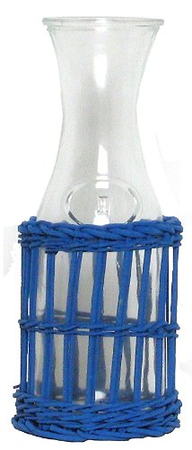 Traders & Co. Hand Woven Marine Blue Painted Willow Basket with Large Glass 46oz Carafe 4"D x 11"H Set / 2 at Sears.com
