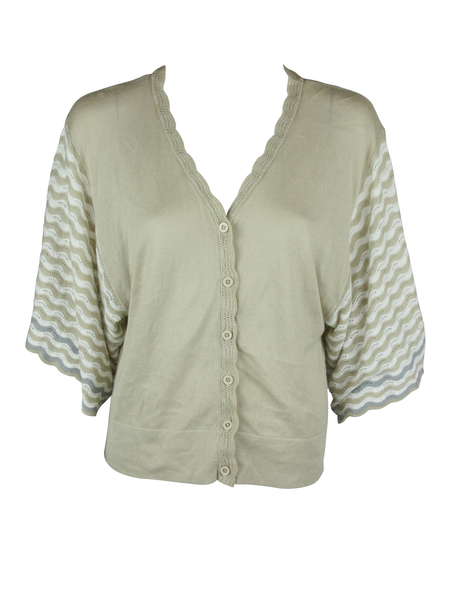Fever Womens Wide Zig Zag Sleeve Button Down Cardigan Sweater