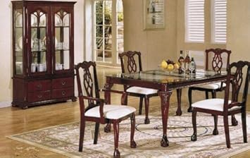WelcomeiHome .INC 5pc Dining Table & Chairs Set Cherry Finish with Glass Table Top at Sears.com