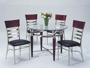 WelcomeiHome .INC Metal and Wood Constructed Dining Table & Chairs Set in Cherry and Silver Finish at Sears.com
