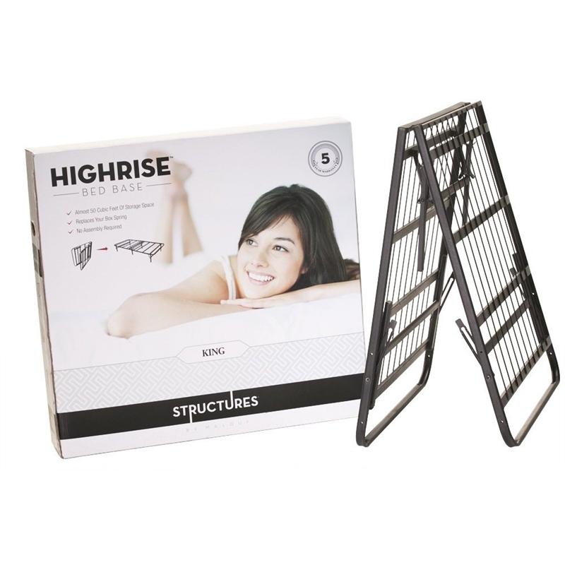 Iconic 14" High Folding Metal Bed Frame / Bi-Fold Platform Bed Base - King with headboard bracket set at Sears.com