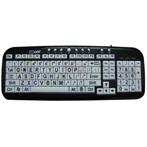 EZSee New EZ See Large Print USB Keyboard & Keyboard Cover - Black on White at Sears.com
