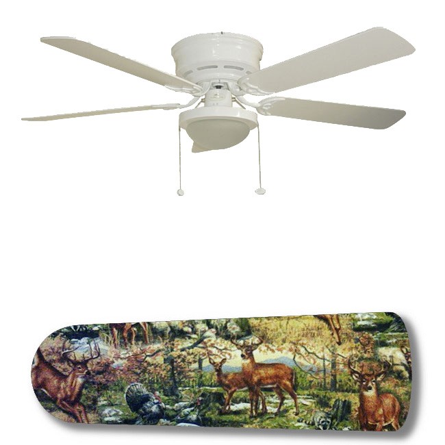 Silver Springs Outdoor Wildlife Deer Racoon Turkey 52" Ceiling Fan with Lamp at Sears.com