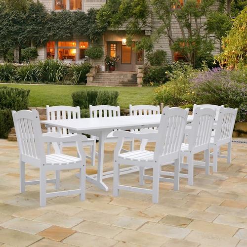 Vifah Bradley Rectangular White Extension Table & Set Of 8 Slat Back Chairs at Sears.com