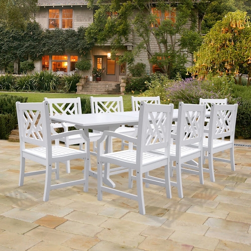 Vifah Bradley Rectangular White Extension Table & Set Of 8 Weave Back Chairs at Sears.com