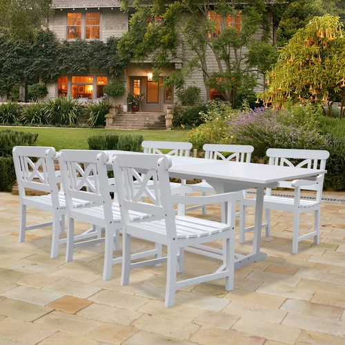 Vifah Bradley Rectangular White Extension Table & Set Of 6 Cross Back Chairs at Sears.com