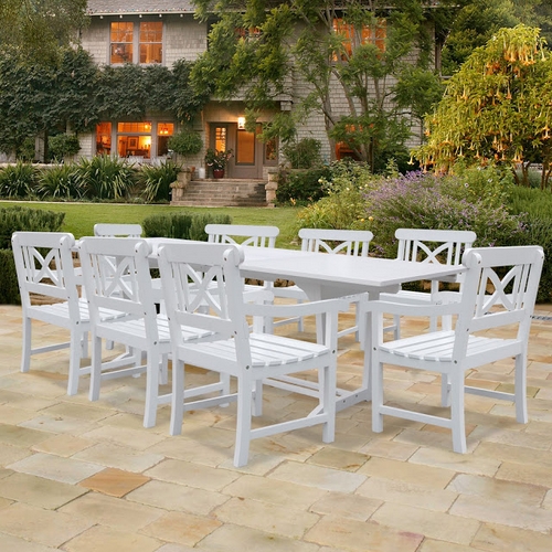 Vifah Bradley Rectangular White Extension Table & Set Of 8 Cross Back Chairs at Sears.com