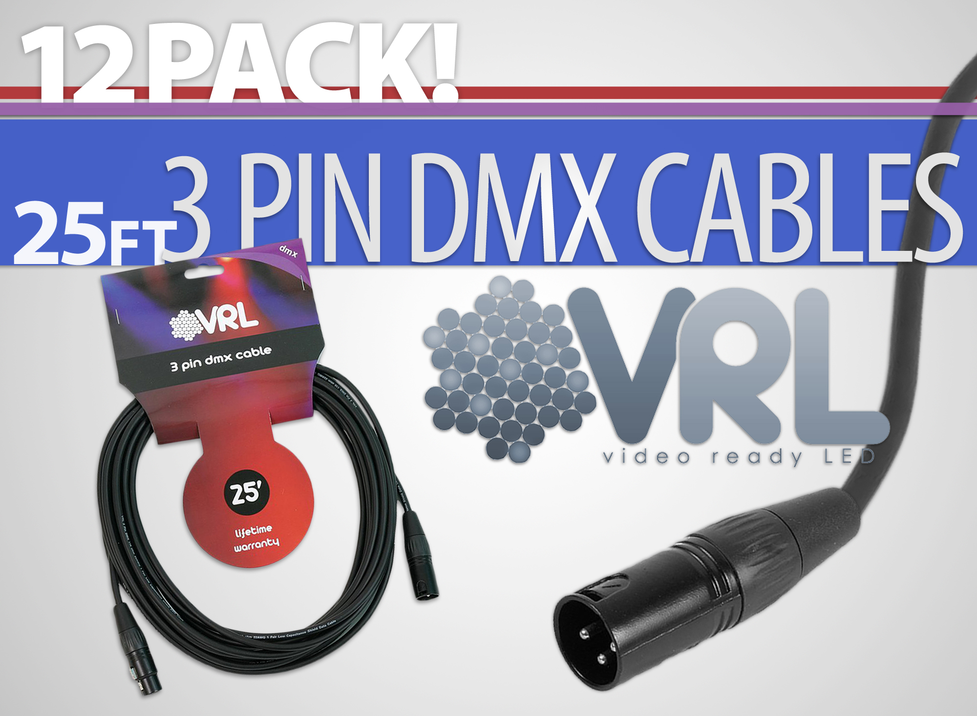 VRL DMX 3 Pin Cable 25' Length - 12 Pack at Sears.com