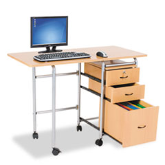 MotivationUSA * Fold-N-Stow Workstation, 41-3/4w x 19-7/8d x 29-3/4h, Teak/Silver at Sears.com