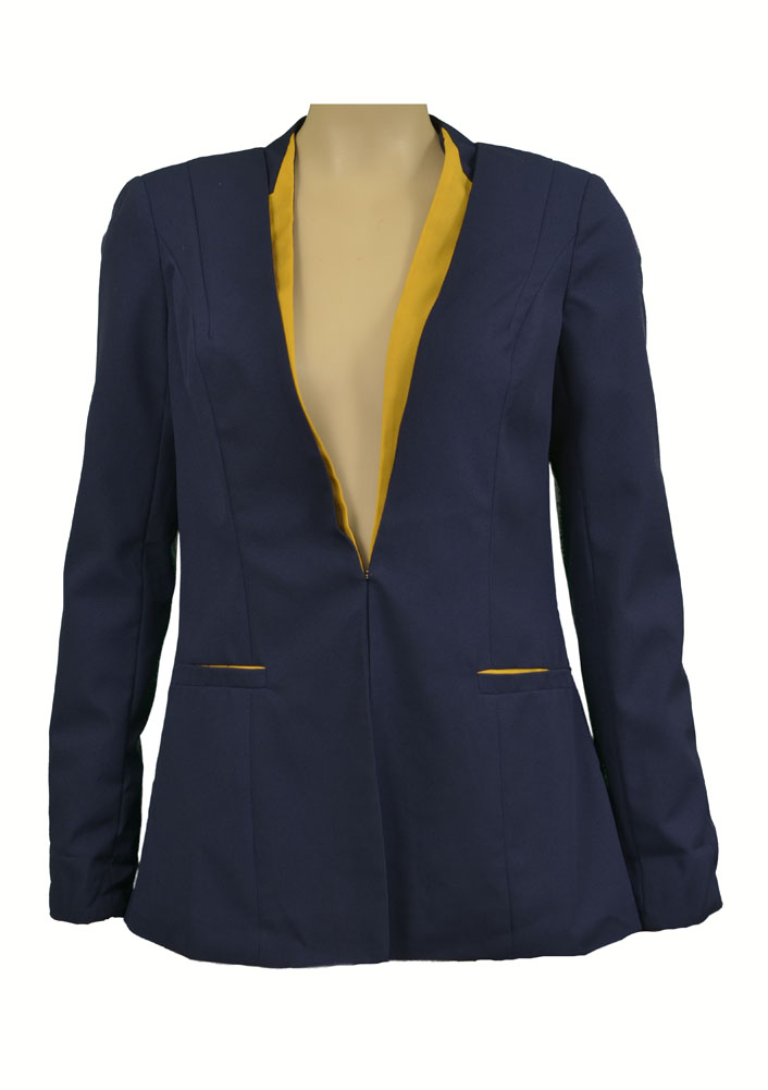 Ark & Co. JJ90575G Collarless W/Mock Pockets Womens Blazers Navy Blue Sz M at Sears.com