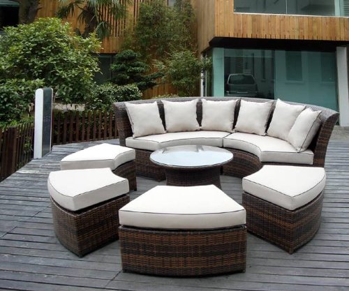 Ohana Collection Genuine Ohana Outdoor Patio Wicker Furniture 7pc All Weather Round Couch Set with Free Patio Cover at Sears.com