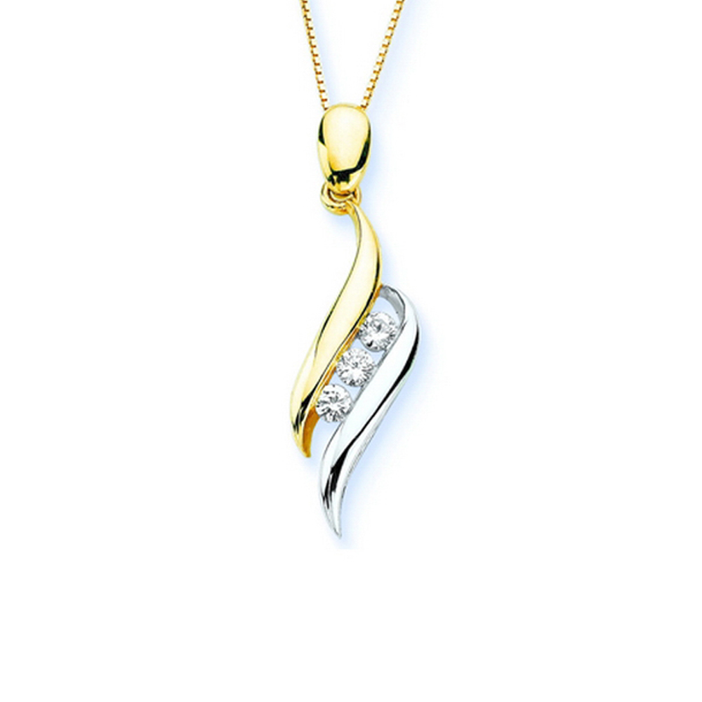 katarina 3 Diamond Pendant 1/4 ct. in 10K Two Tone Gold with Chain at Sears.com