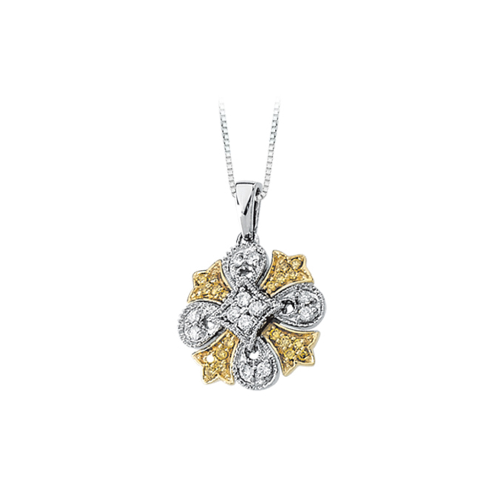 katarina 14K Two Tone Gold 1/4 ct. Yellow and White Diamond Pendant with Chain at Sears.com
