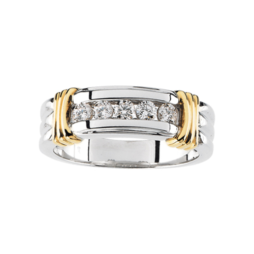katarina 14K Two Tone Gold 1/2 ct. Diamond Five-Stone Men's Ring at Sears.com