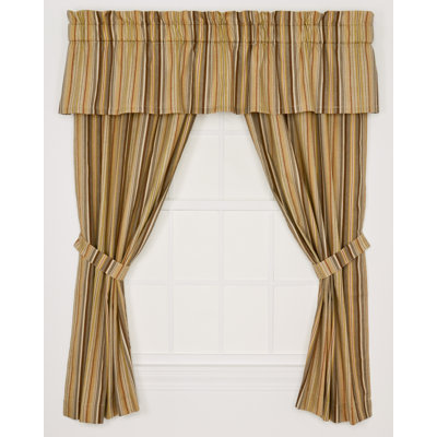 Ellis Curtain Kensington Stripe Print Tailored Drape Curtains with Tiebacks - Size: 68" x 63", Color: Red at Sears.com