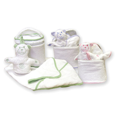 Trend Lab Terry Velour Bath Bag Set with Gingham Seersucker Trim - Trim Color: Pink at Sears.com