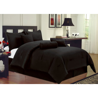 Textiles Plus Inc. Black Microfiber Bed in a Bag 7 PC Comforter Set - Size: King at Sears.com