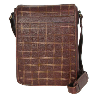 Dr. Koffer Fine Leather Accessories Cross Stitch Vertical Laptop Messenger Bag - Color: Venetian Brown at Sears.com