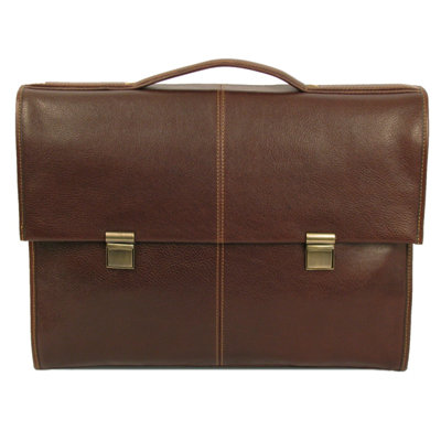 Dr. Koffer Fine Leather Accessories Watson Suede Flap-Over Laptop Briefcase - Color: Venetian Black at Sears.com