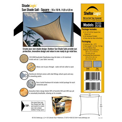 Shelter Logic Shade Sail - Size: 12', Color: Sand at Sears.com
