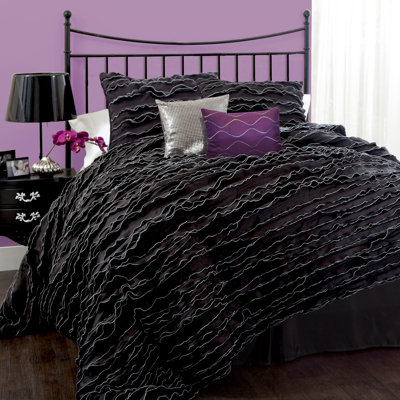 Lush Decor Modern Chic 5 Piece Comforter Set - Size: Queen, Color: Black at Sears.com