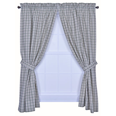 Ellis Curtain Bristol Two-Tone Plaid Tailored Panel Pair Curtains with Tiebacks in Green - Size: 68" W x 84" L at Sears.com