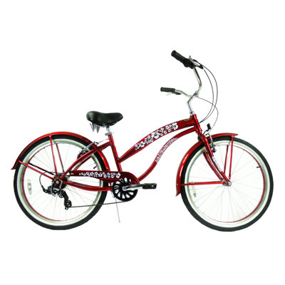 GreenLine Bicycles Ladies 26" 7-Speed Shimano Premium Extended Deluxe Beach Cruiser - Frame Color: Red at Sears.com