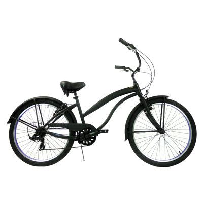 GreenLine Bicycles Ladies 26" 7-Speed Shimano Premium Extended Deluxe Beach Cruiser - Frame Color: Black with Purple at Sears.com