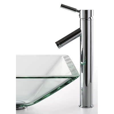 kraus Square Clear Aquamarine Glass Sink and Sheven Faucet - Faucet Finish: Chrome at Sears.com