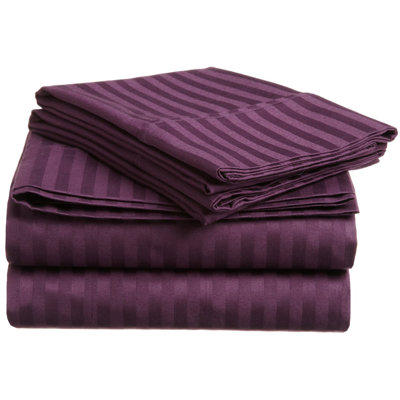 Simple Luxury 400 Thread Count Egyptian Cotton Stripe Sheet Set - Size: Twin XL, Color: Plum at Sears.com
