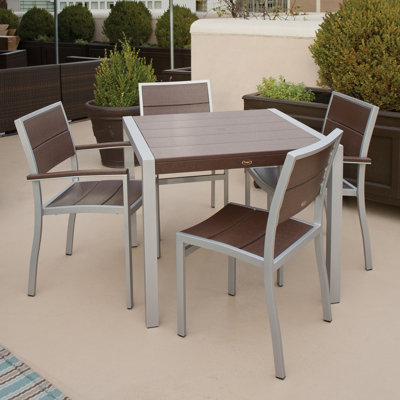 Polywood Trex Outdoor Surf City 5 Piece Dining Set - Color: Textured Silver / Tree House at Sears.com