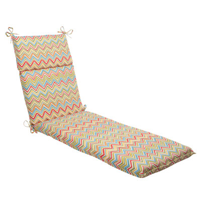 Pillow Perfect Cosmo Chevron Chaise Lounge Cushion - Color: Red / Green / Off-White / Orange / Yellow at Sears.com