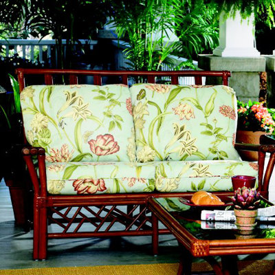 Wildon Home Key Largo Loveseat - Finish: Whitewash, Fabric: City Lights - Olive 0816 at Sears.com