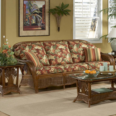 Wildon Home Palm Cove Sofa - Finish: Whitewash, Fabric: City Lights - Olive 0816 at Sears.com